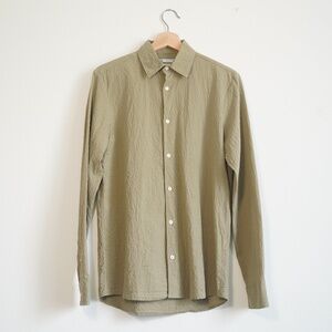 Olive Green Textured Long Sleeve Shirt, Zara